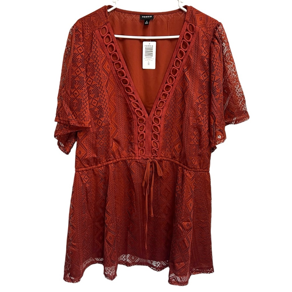 torrid Rust Red Lace Peplum Blouse